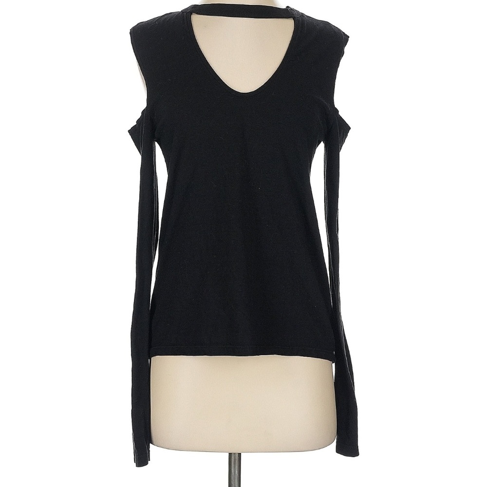 Pam & Gela Black Cold Shoulder Long Sleeve Top